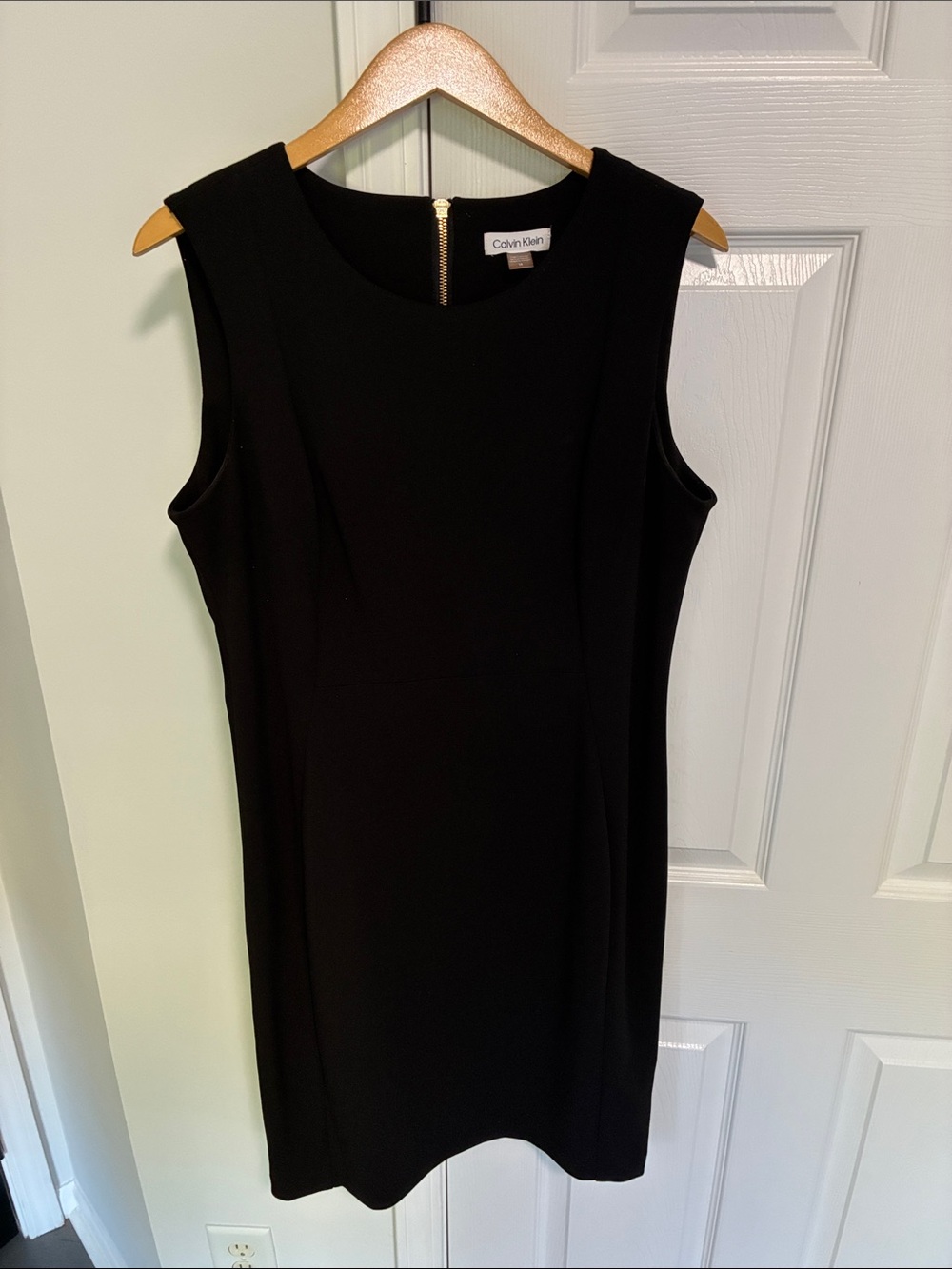 Calvin Klein Black Sleeveless Sheath Dress with Back Zip